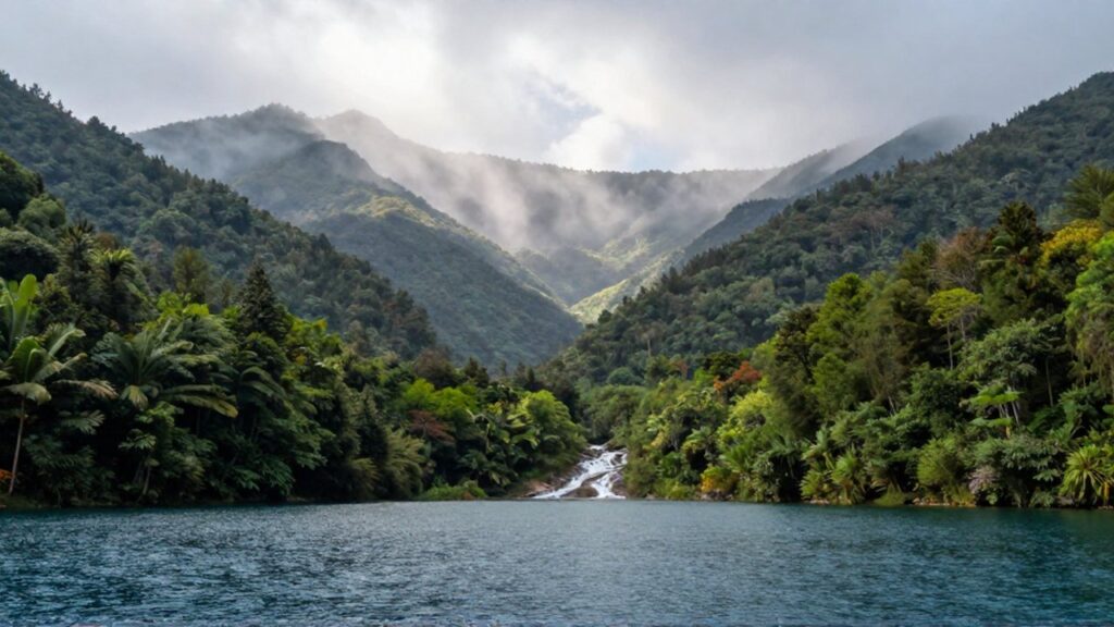 Montañas con niebla